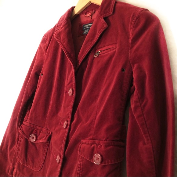 SOLD! AEO Red Velvet Jacket w/ Pockets- XS - Picture 3 of 7